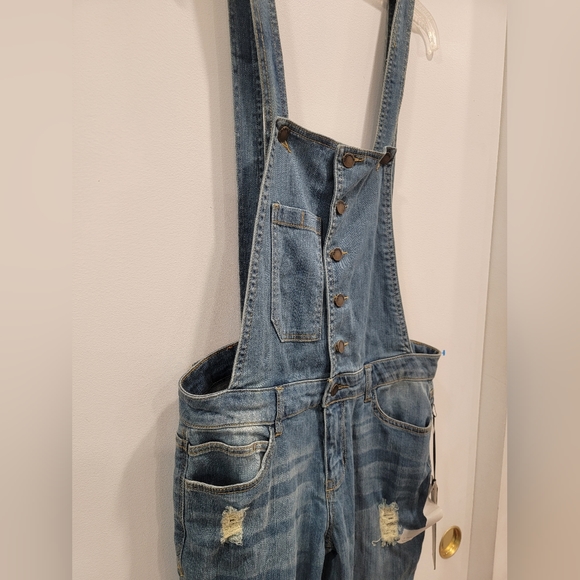 NWT Life In Progress Overalls Forever 21 Distressed Denim Size 27 - Picture 4 of 14